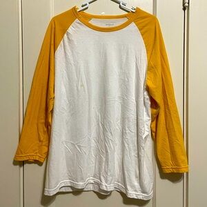 Yellow and white baseball T-shirt